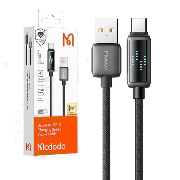 Mcdodo CA-2350 USB-A til USB-C-kabel, 6A, LED-skjerm, 1,2 m