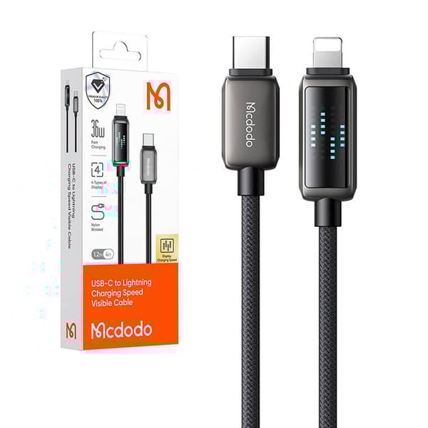 Mcdodo CA-2630 USB-C til Lightning-kabel, 36W, LED-skjerm, 1,2m