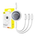 Miniatyrbild 10 av 10: Snabbladdningskabel 3in1 Baseus Free2Draw, USB till micro USB+USB-C+Lightning, 3,5A, 1,1m (vit)