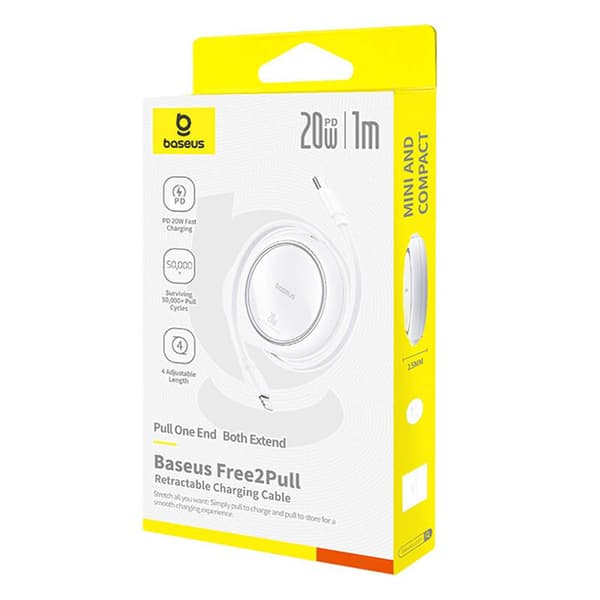 Baseus Free2Pull-kabel USB-C til iP 20W (hvit)
