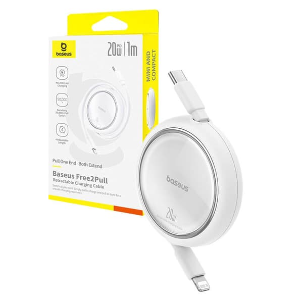 Baseus Free2Pull-kabel USB-C til iP 20W (hvit)