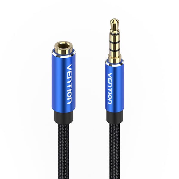 Kabellyd TRRS 3,5 mm hann til 3,5 mm hunnventil BHCLJ 5 m blå