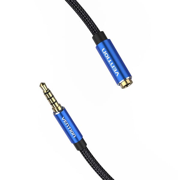 Kabellyd TRRS 3,5 mm hann til 3,5 mm hunnventil BHCLJ 5 m blå