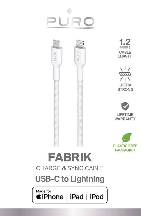 Fabric Cable USB-C To USB-C 1 m, white