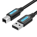 Miniatyrbillede 1 af 4: USB 2.0 A til USB-B kabel med ferritkerne Ventilation COQBL 2A 10m sort PVC