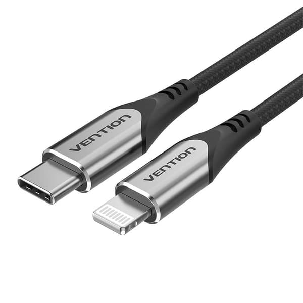 Kabel USB-C 2.0 til Lightning Vention TACHF MFi 3A 1m (grå)
