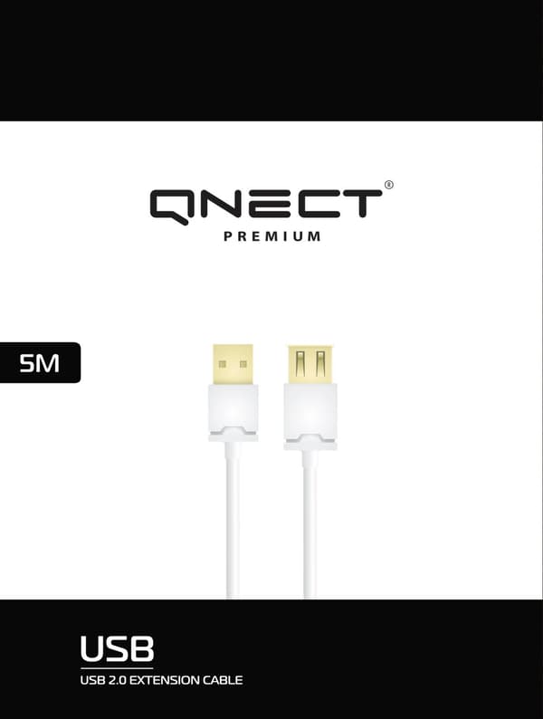 USB 2.0 Extension Cable A Male-A Female, 5m, White
