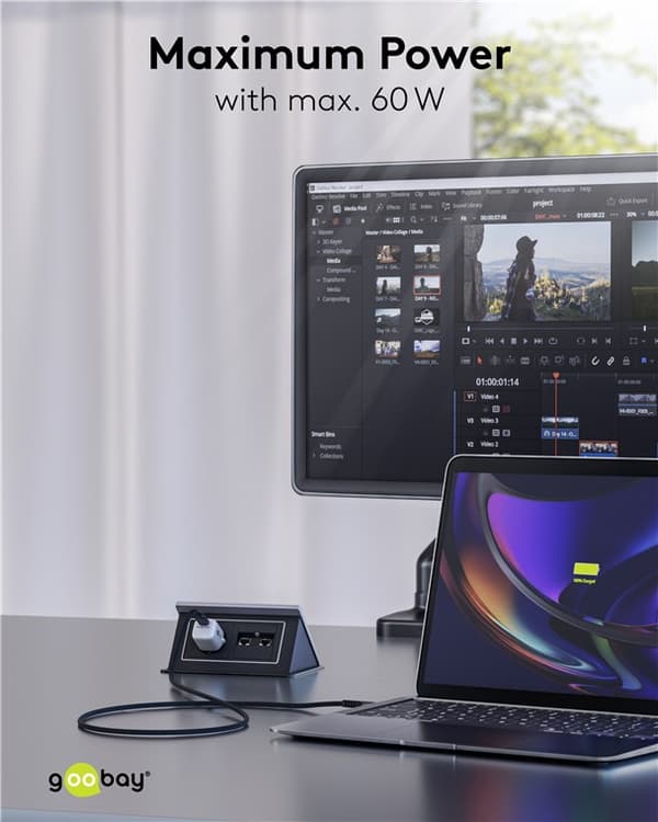 Lightning USB-C™ superblødt tekstilkabel med metalstik, 3 m, sort
