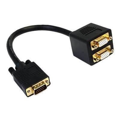 30 cm VGA Video Splitter / Splitter Kabel - 30 cm VGA Video Splitter Kabel - 1x VGA (M) till 2x VGA (F) - Svart