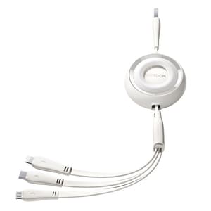 3i1 Joyroom Farverigt USB til USB-C/Lightning/Micro USB-kabel 3,5A, 1m (hvid)