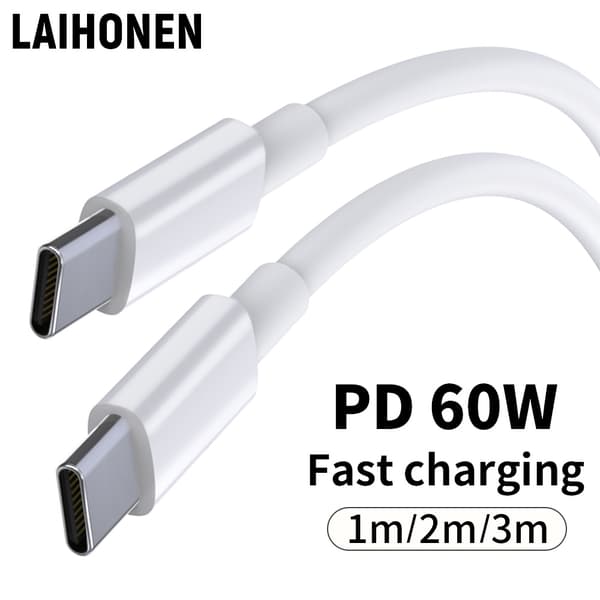 INF 3M hurtigladekabel, 2-paks USB C til USB C-kabel PD 60W
