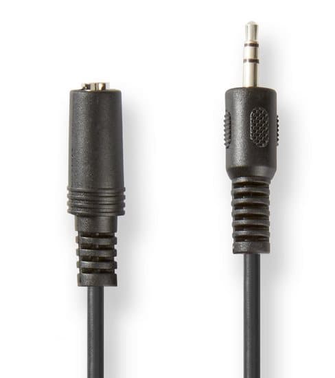 Aux forlængerkabel 2 meter 3,5 mm hun - 3,5 mm han - sort