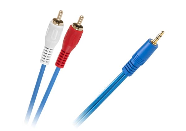 Kaapeli JACK 3,5-2 x RCA BLUE 4MM 5m