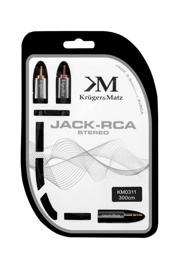 Kabeljackplugg 3,5 - 2RCA stereo 3,0m Kruger&Matz
