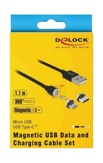 Magnetic USB Data Charging Cable Set MicroUSB/USB TypeC 1 m