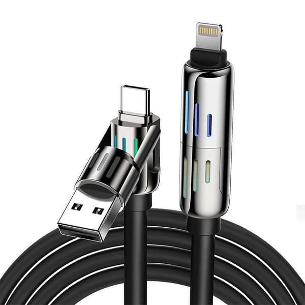 4-i-1 USB-C/USB-A til USB-C/Lightning-kabel Blitzwolf BW-HDC6 1,2m 240W RGB (svart)