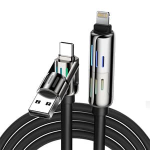 4-i-1 USB-C/USB-A til USB-C/Lightning-kabel Blitzwolf BW-HDC6 1,2m 240W RGB (svart)