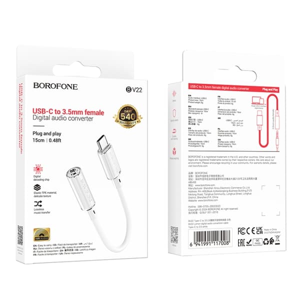 Borofone Audio Adapter USB-C til 3,5 mm