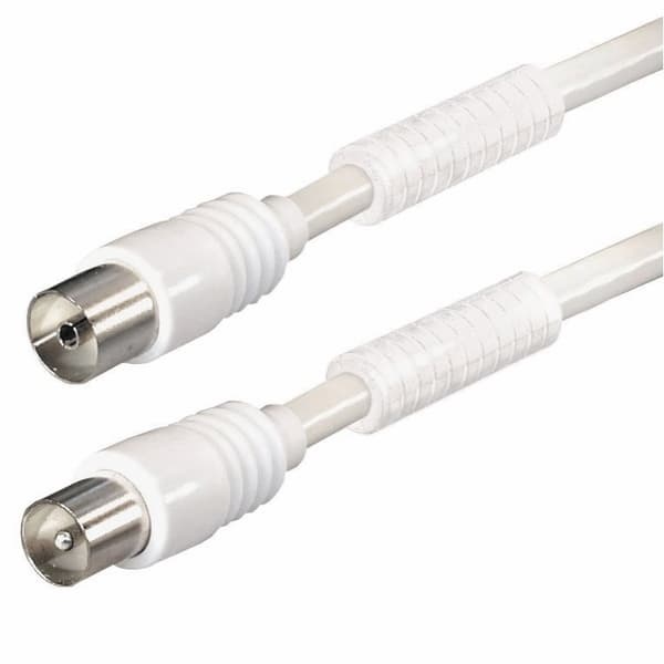Antennekabel 85dB ferrit, 7,5m, hvid