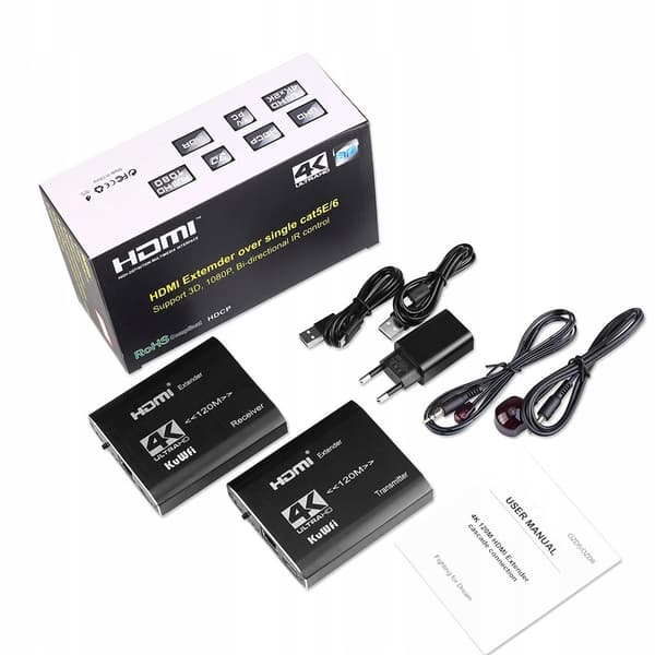 EXTENDER CONVERTER HDMI LAN TWISTED PAIR RJ45 120M IR