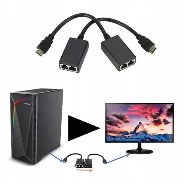 HDMI TILL LAN KONVERTERARKABEL ÖVER RJ45 TWISTED PAIR 30M