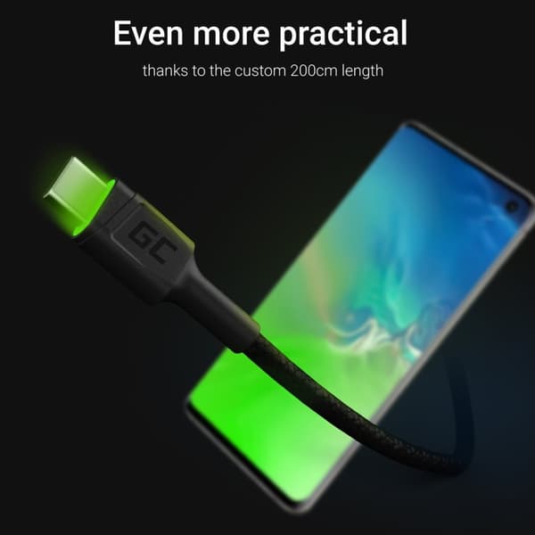 Green Cell KABGC13 USB-kabel USB 2.0 2 m USB A USB C Svart