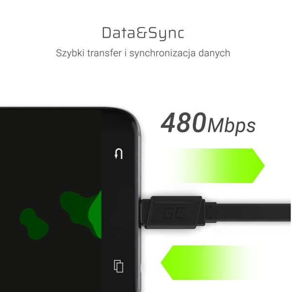Green Cell KABGC03 USB-kaapeli 0,25 m USB A USB C Musta