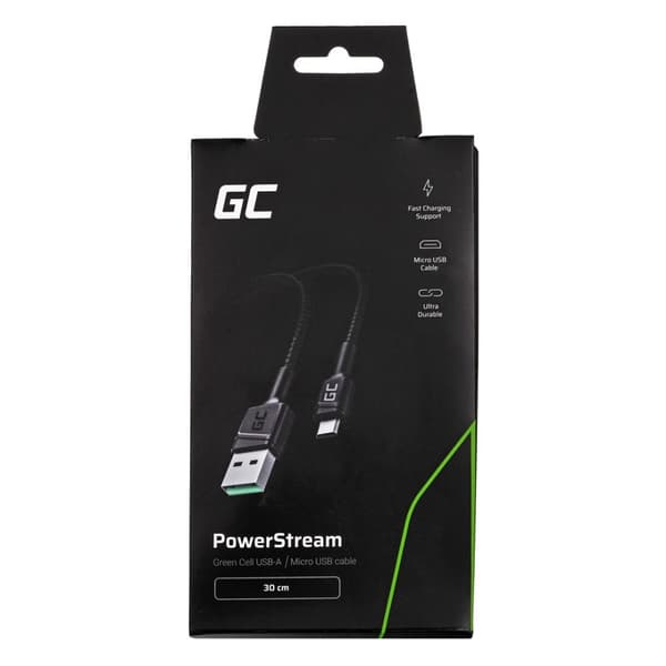 Green Cell KABGC23 USB-kabel USB 2.0 0.3 m USB A Micro-USB B Svart