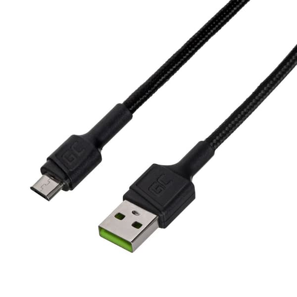 Green Cell KABGC23 USB-kabel USB 2.0 0.3 m USB A Micro-USB B Svart
