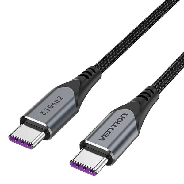USB-C till USB-C 100W Ventilation TAHHF 5A 1m USB 3.1 Gen2 4k-kabel (grå)