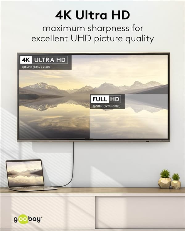 USB-C™-til-HDMI™-tekstilkabel 4K @ 60 Hz, 1 m, sort;sølv