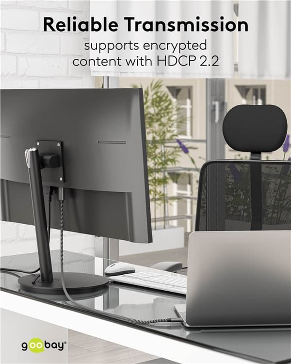 USB-C™-til-HDMI™-tekstilkabel 4K @ 60 Hz, 1 m, sort;sølv