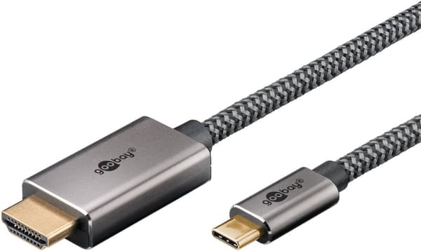 USB-C™-til-HDMI™-tekstilkabel 4K @ 60 Hz, 1 m, sort;sølv