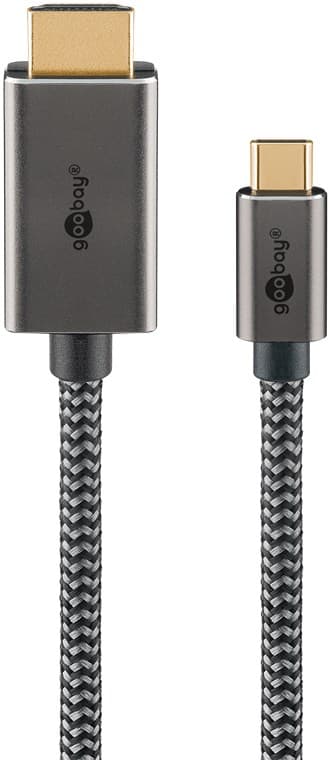 USB-C™-til-HDMI™-tekstilkabel 4K @ 60 Hz, 1 m, sort;sølv