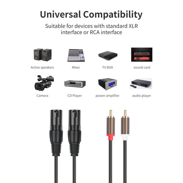 Lydkabel 2 RCA-han til 2 XLR-han 1,5 m