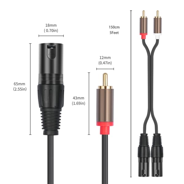 Lydkabel 2 RCA-han til 2 XLR-han 1,5 m