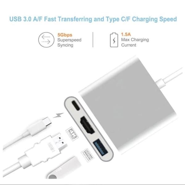USB 3.1 Typ C Hub USB-C till USB 3.0 / HDMI 4K / Typ C (PD) Adaptör hona Multifunktionell Hub för Apple Macbook 12 '''