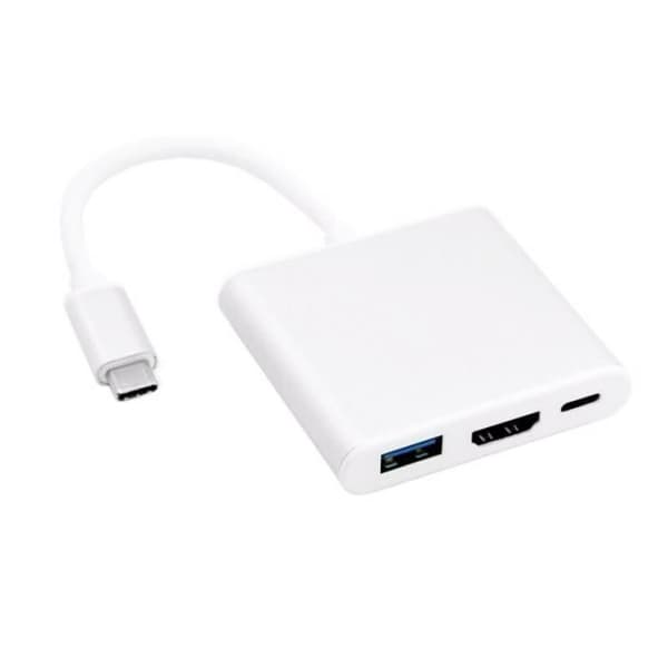 blanc Konverter Hub 4K USB-C 3.1 USB Typ C till USB 3.0-HDMI, multiport AV digitaladapter för Mac