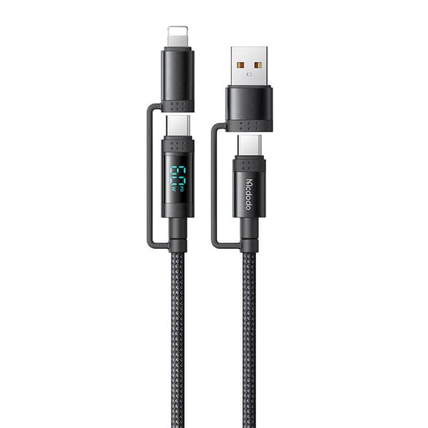 McDodo 4-i-1 USB-C/A till USB-C/Lightning-kabel CA-1990 1,2 m (svart)