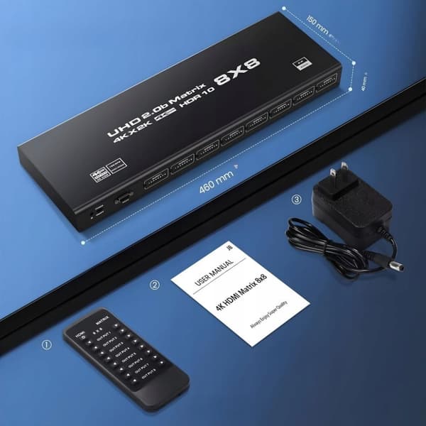 MATRIX HDMI 2.0 8x8 SWITCH HDCP 2.2 RS232 8 IN - 8 OUT