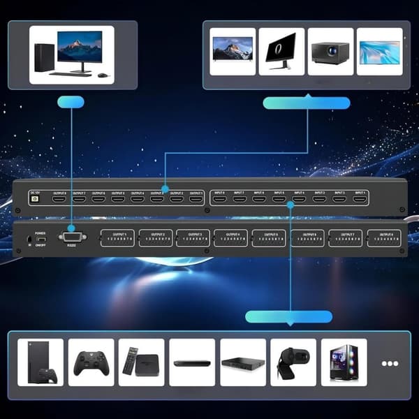 MATRIX HDMI 2.0 8x8 SWITCH HDCP 2.2 RS232 8 IN - 8 OUT