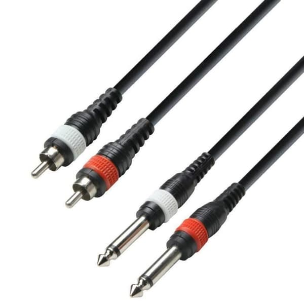 Rca-kabel 2 Hane A 2 Jack 6.3 Mono 1m K3tpc0100m