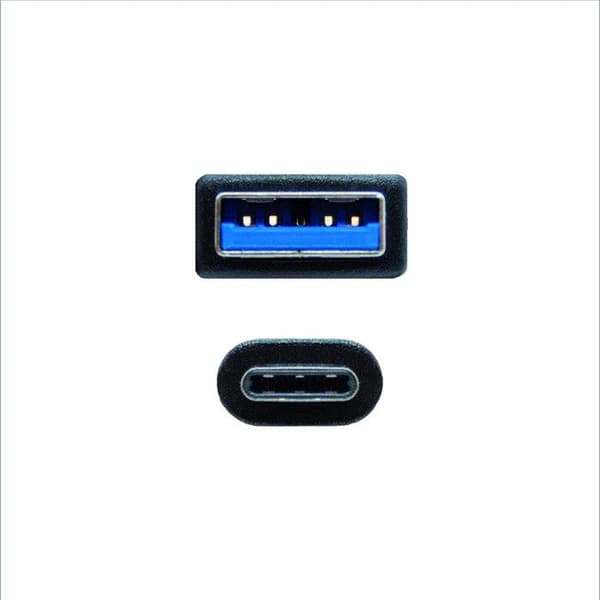 USB A till USB C-kabel - NANOCABLE - 10.01.4000 - 0,5 m - Svart - USB A och C-kontakter