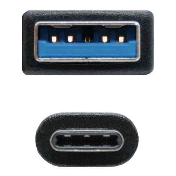 USB A till USB C-kabel - NANOCABLE - 10.01.4000 - 0,5 m - Svart - USB A och C-kontakter
