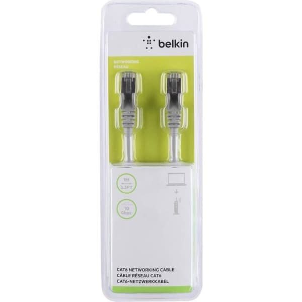 BELKIN CAT6 STP RJ45M M 1M Patch Snagless CCA nätverkskabel - grå
