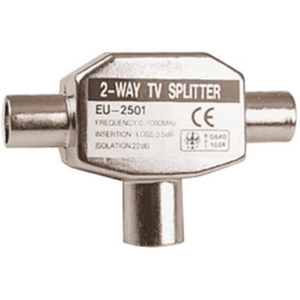 ElectroDH induktiv antenndelare 1 hona till 2 hane, PAL TV-antennkabel - 10.541/F/I
