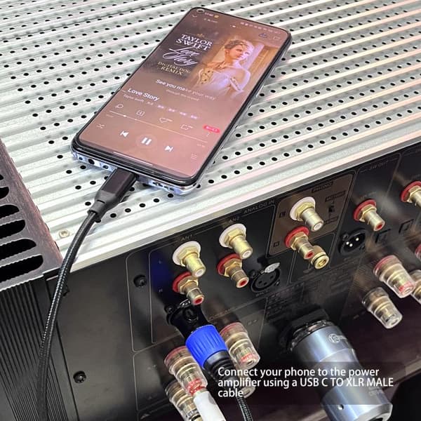 Ljudkabel USB-C hane till XLR hane 2m med 24Bit/96KHz DAC