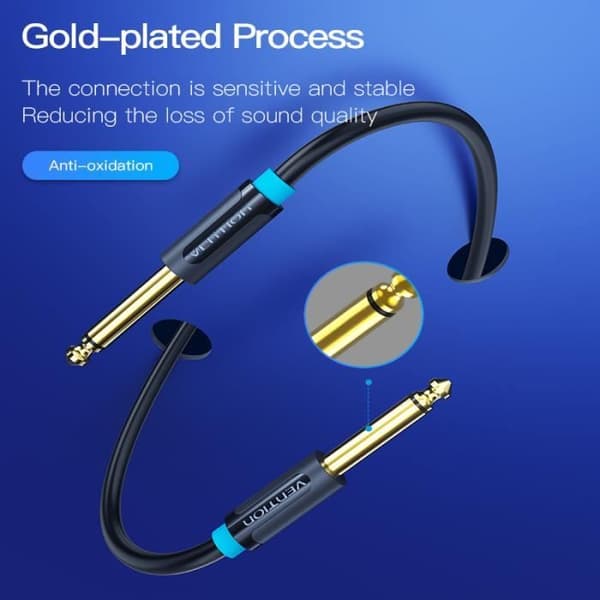 VENTION 6,35 mm hane till hane ljudkabel Instrumentkabel med zinklegeringshus 3 m