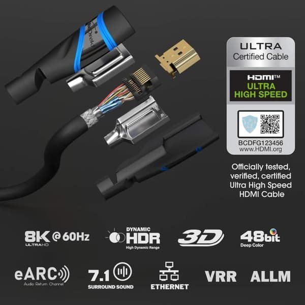 HDMI-kabel - DIREKT KABEL - 3 m - HDMI 2.1b Certifierad - 8K/10K - Ultra High Speed