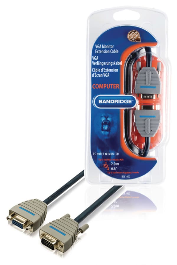 Bandridge BCL1002 Vga förlängningskabel Vga hane - Vga hona 15-stift 2.00 M Blå